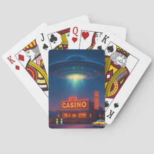 UFO Over Casino Playing Cards