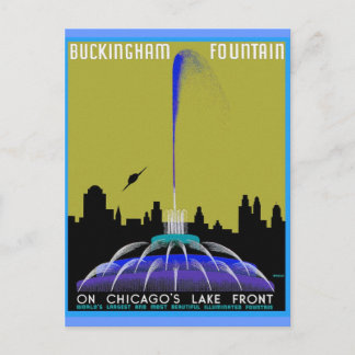 UFO over Chicago - Buckingham Fountain Postcard
