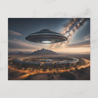 UFO Over Circular City Postcard