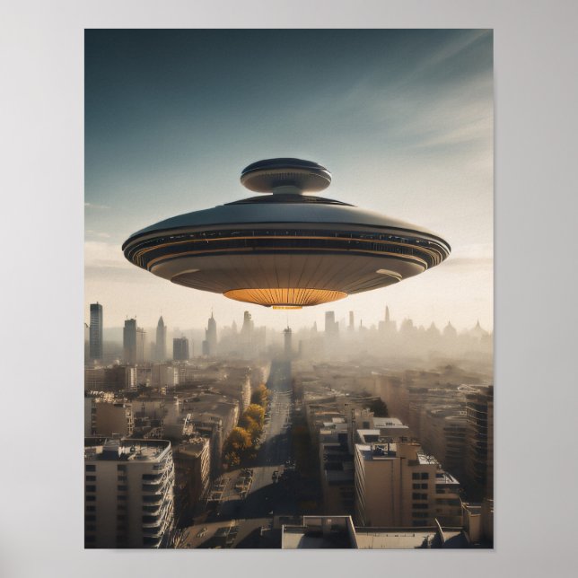 UFO Over City Poster (Front)