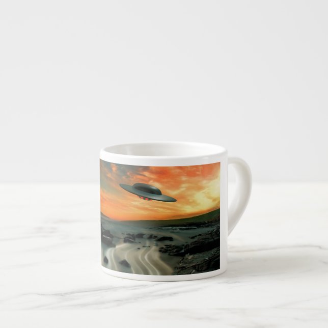 UFO Over Coast Espresso Cup (Front Right)