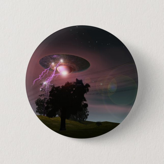 UFO Over Powerlines 2 Button (Front)