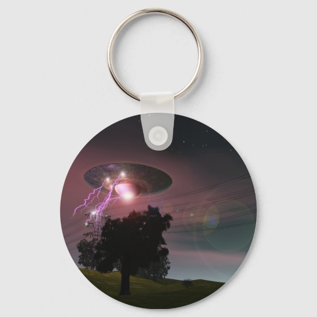 UFO Over Powerlines 2 Keychain (Front)