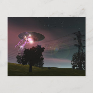 UFO Over Powerlines 2 Postcard