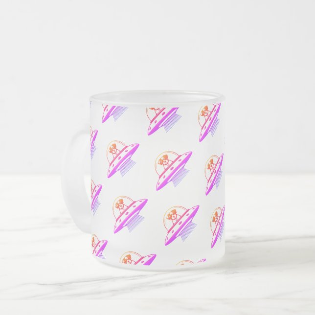 UFO PETS FROSTED GLASS COFFEE MUG (Front Left)