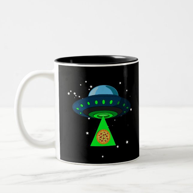 UFO Pizza Pick Up Two-Tone Coffee Mug (Left)