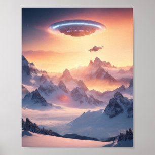 UFO Poster SCI FI Wall Art Alien Poster 