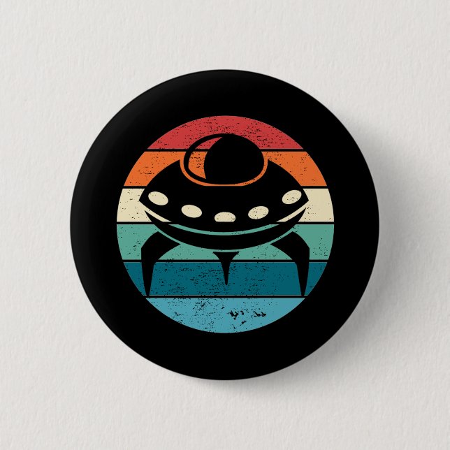 UFO Retro Sunset 6 Cm Round Badge (Front)