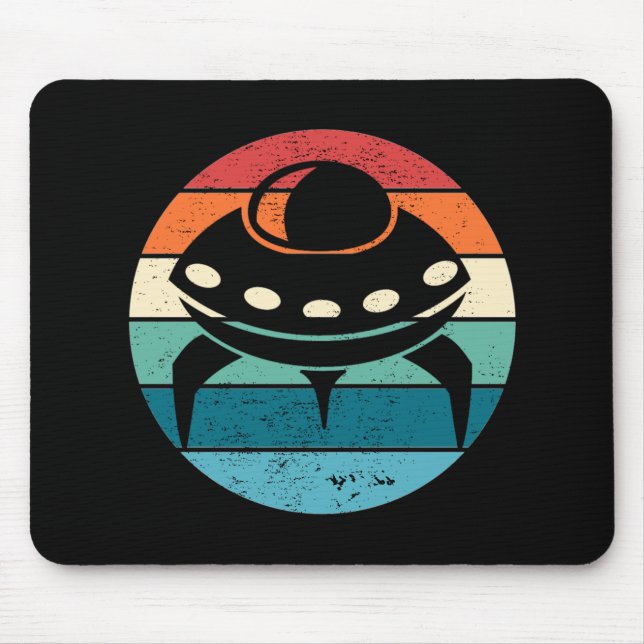 UFO Retro Sunset Mouse Mat (Front)