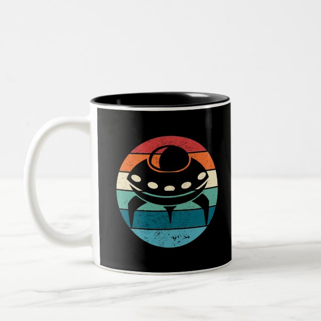UFO Retro Sunset Two-Tone Coffee Mug (Left)