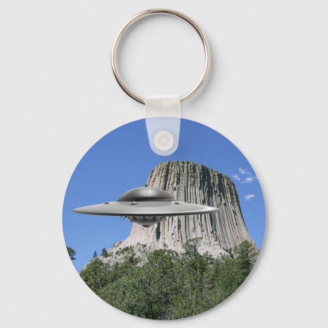 UFO Salamander at Devils Tower Key Ring (Front)