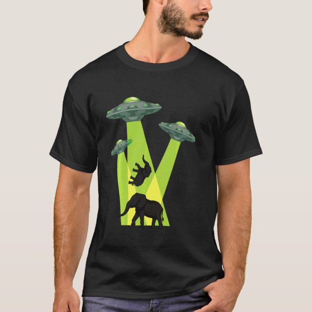 Ufo Sci Fi Alien Believer Elephant Abduction Anima T-Shirt (Front)