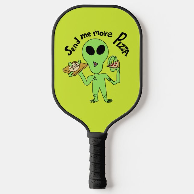 ufo- send me pizza cartoon  pickleball paddle (Front)