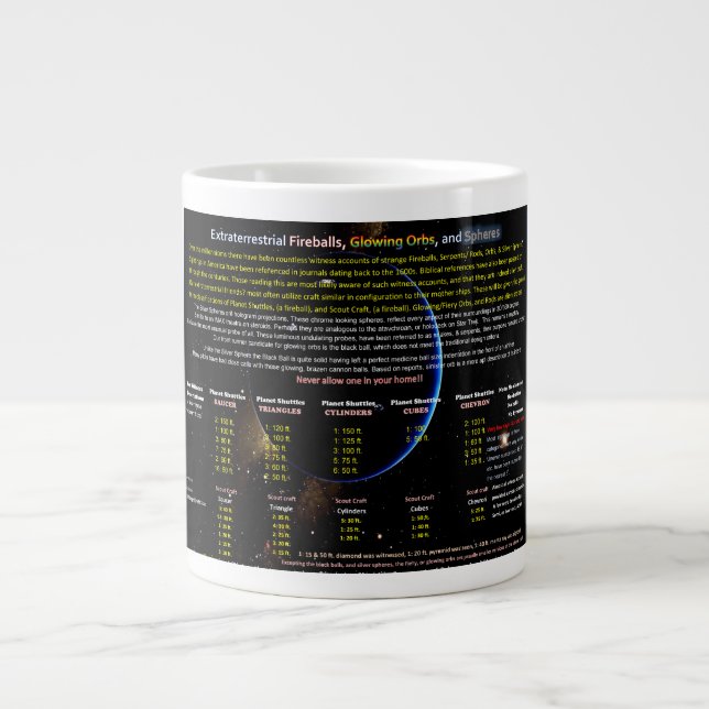 UFO Series: Alien Fireballs, Orbs, & Spheres Large Coffee Mug (Front)