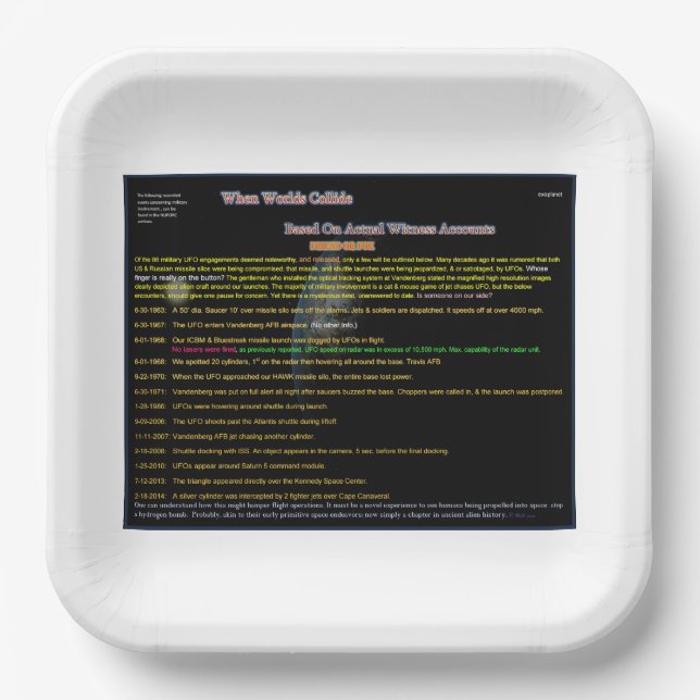 UFO Series: Aliens Are Observing Paper Plate (Front)