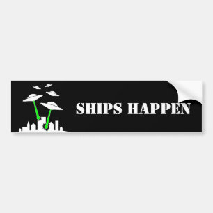 UFO Ships Happen Bumper Sticker