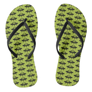 UFO Space Alien Sci Fi Flying Sauce Flip Flops