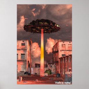 UFO Spaceship Invasion Poster