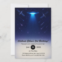 UFO Spotlight Meteor Space Illustration Birthday 