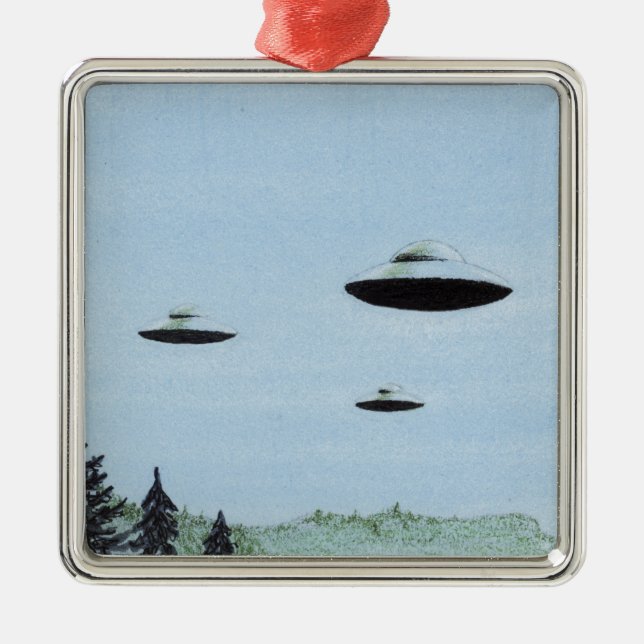 UFO Trio Metal Tree Decoration (Front)