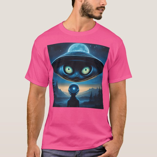 Ufo With Alien Face T-Shirt (Front)