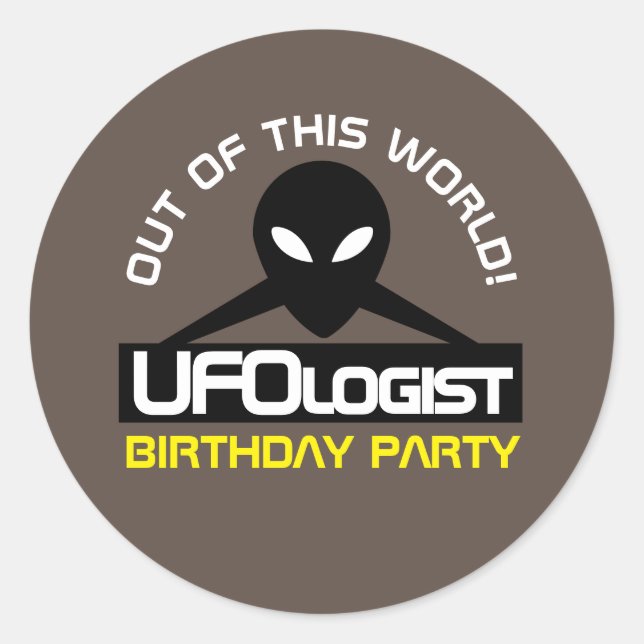 UFOlogist Party, Birthday Classic Round Sticker (Front)