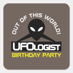 UFOlogist Party, Birthday Square Sticker