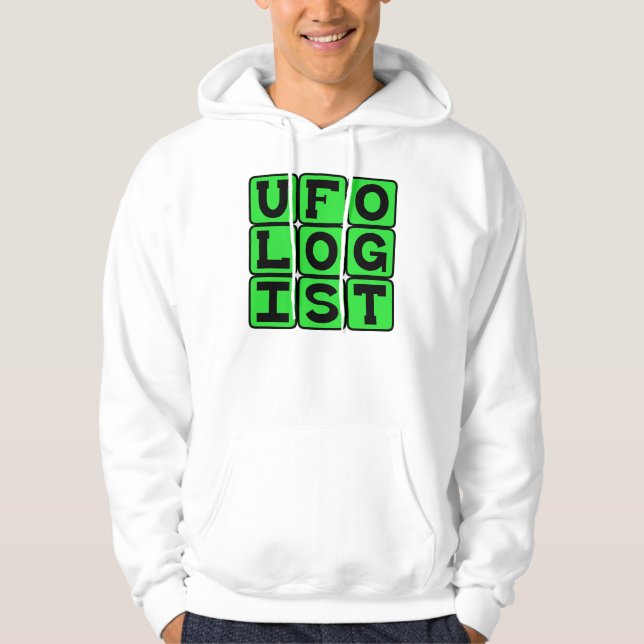 Ufologist, Study of Flying Saucers Hoodie (Front)
