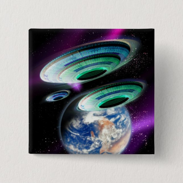UFOs 15 Cm Square Badge (Front)