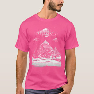 Ufos Aliens Over Pyramids Flying Saucer Extraterr T-Shirt