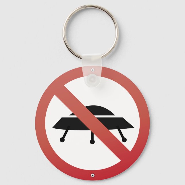 UFO's no parking! Alien Spaceship Humour Key Ring (Front)