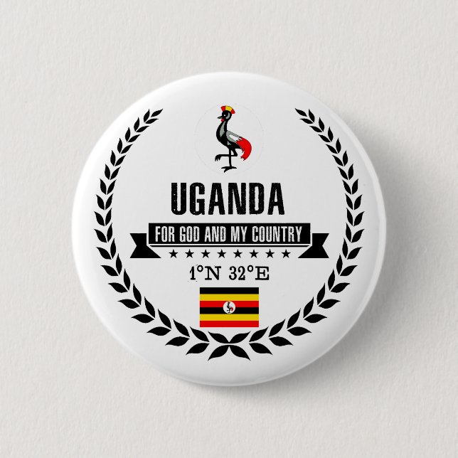 Uganda 6 Cm Round Badge (Front)