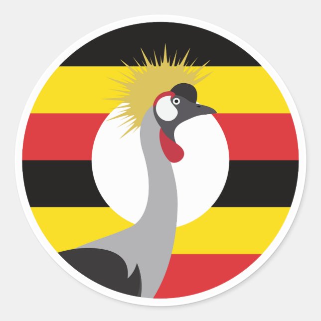 Uganda African Crane Ugandan National Animal Flag Classic Round Sticker (Front)