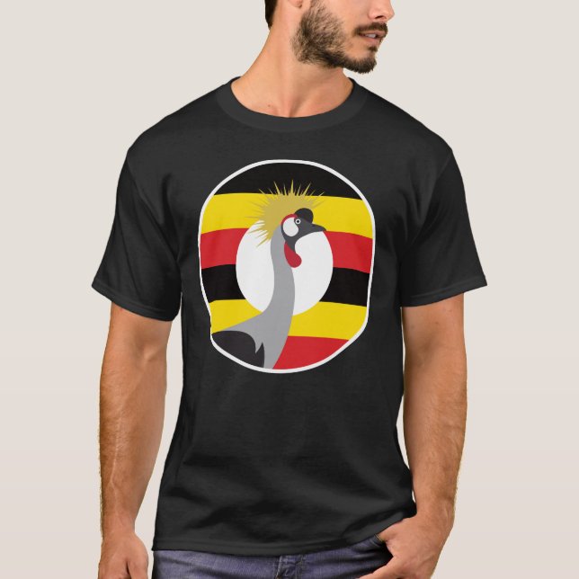 Uganda African Crane Ugandan National Animal Flag T-Shirt (Front)