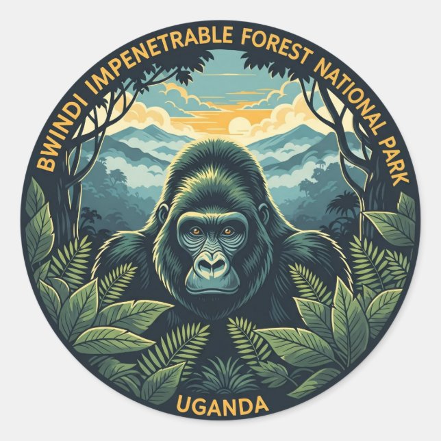 Uganda Bwindi Impenetrable National Park Classic Round Sticker (Front)