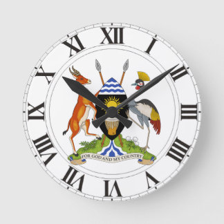 Uganda Coat of Arms Round Clock