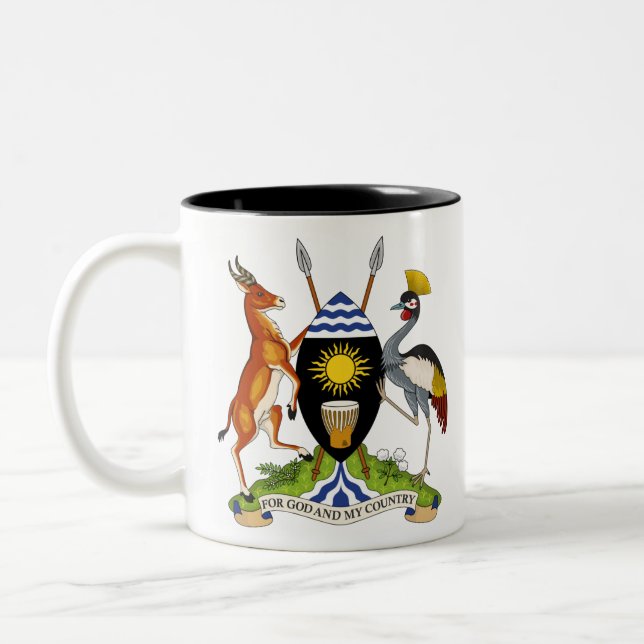 uganda emblem Two-Tone coffee mug (Left)