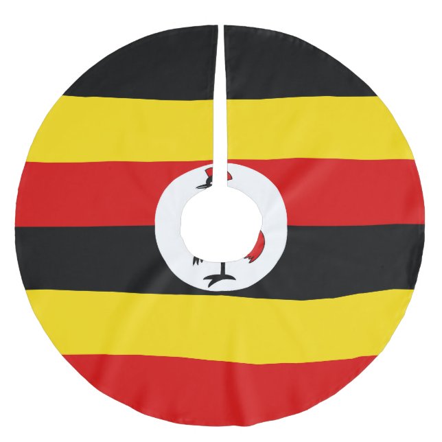 Uganda flag brushed polyester tree skirt (Front)