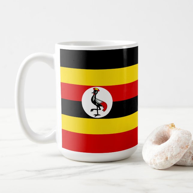 Uganda flag coffee mug (With Donut)