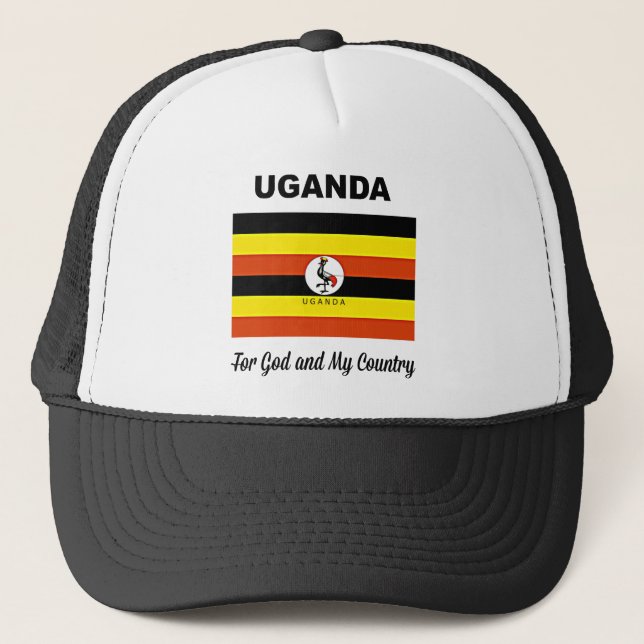 Uganda flag, labelled trucker hat (Front)