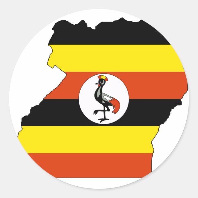 Uganda flag map classic round sticker (Front)