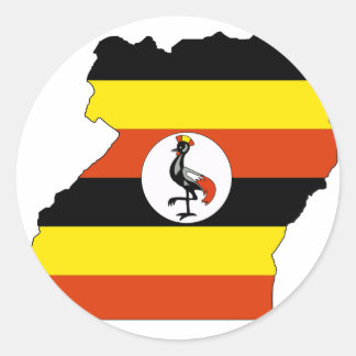 Uganda flag map classic round sticker