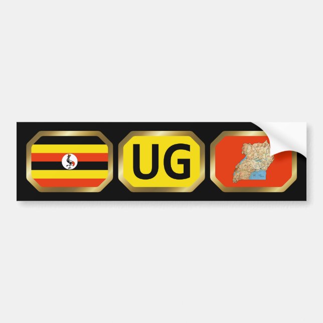 Uganda Flag Map Code Bumper Sticker (Front)