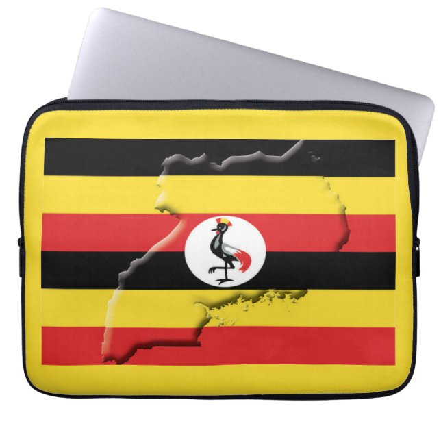 UGANDA Flag Map Patriotic Computer YELLOW Laptop Sleeve (Front)