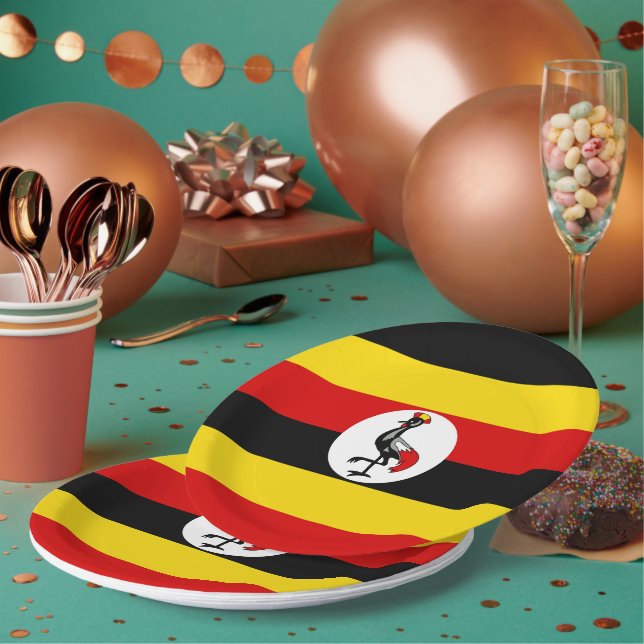 Uganda flag paper plate (Multi)
