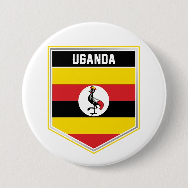 Uganda Flag Shield 7.5 Cm Round Badge (Front)