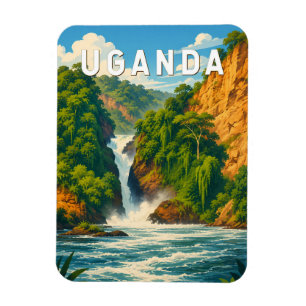 Uganda Illustration Travel Art Vintage Magnet