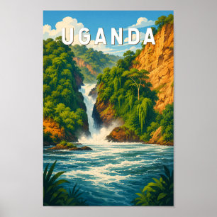 Uganda Illustration Travel Art Vintage Poster