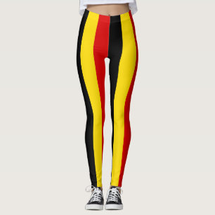 Uganda National Flag Colours Vertical Striped Leggings
