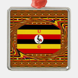 Uganda National Flag Metal Tree Decoration
